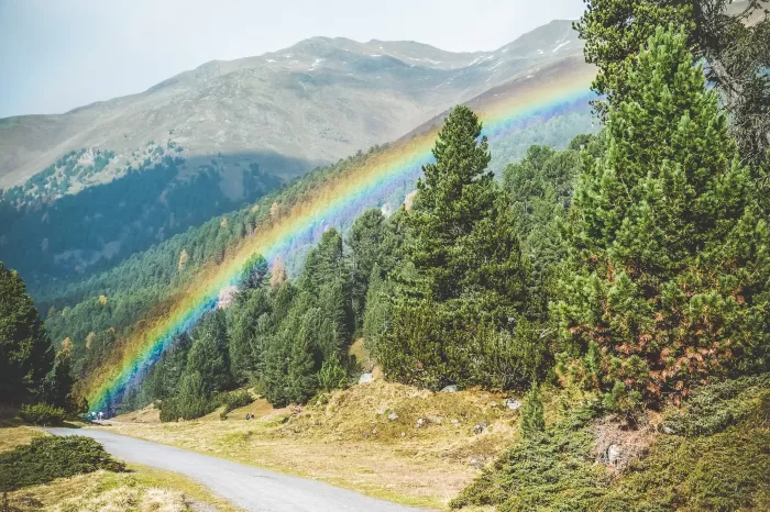 Wenn sich Dein Weg «RICHTIG» anfühlt: Regenbogen trifft auf Wanderweg.